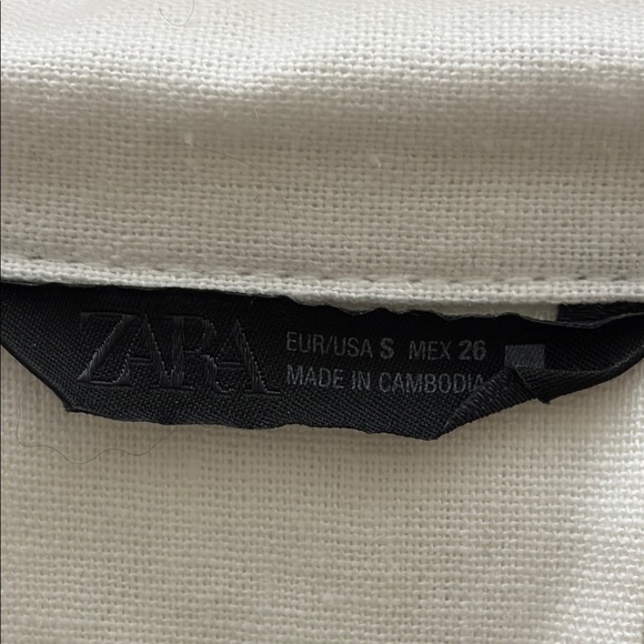 Zara Oversized White Linen Blend Button Front Blouse - Picture 2 of 4